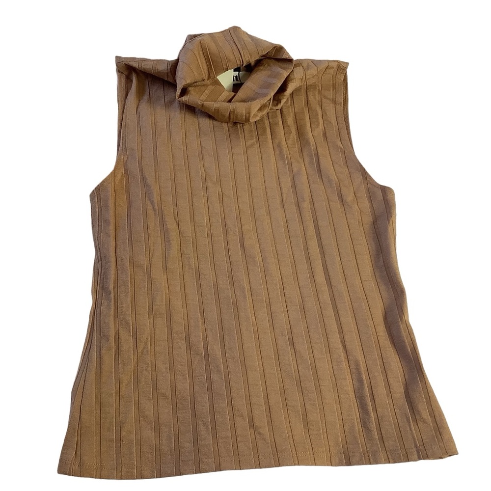 Women’s Medium Lewit Sleeveless Turtleneck Ribbed Top Tencel